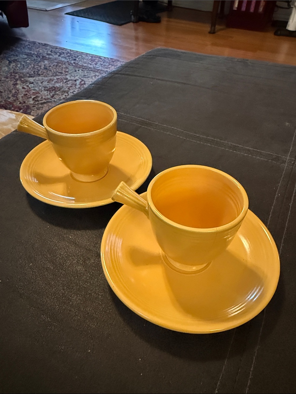 Fiesta Yellow Ceramic Cup and Saucer Set - Bright Yellow 2-Piece
